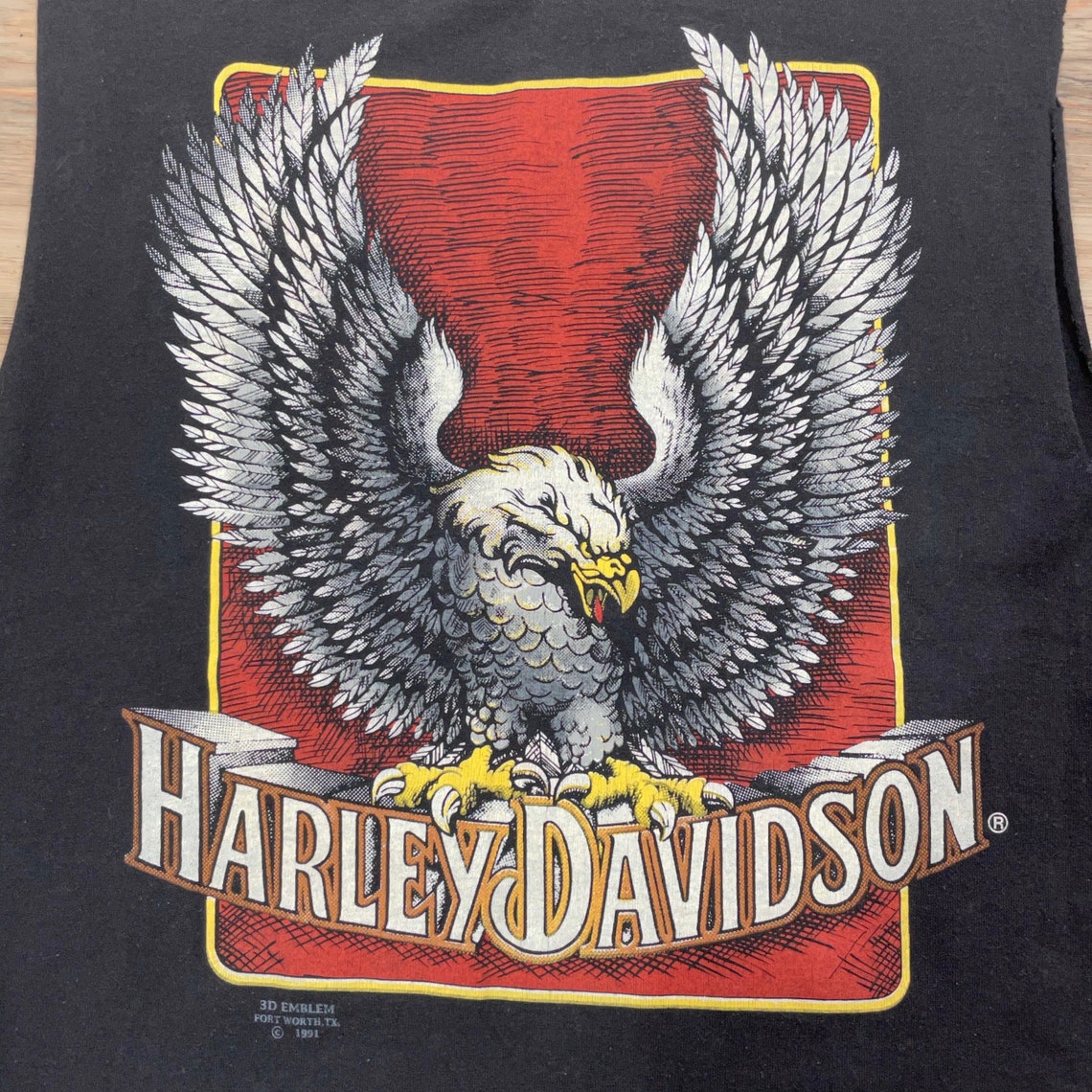 Rare 1991 Vintage 3D EMBLEM HARLEY DAVIDSON Bald Eagle Cut Off | Etsy