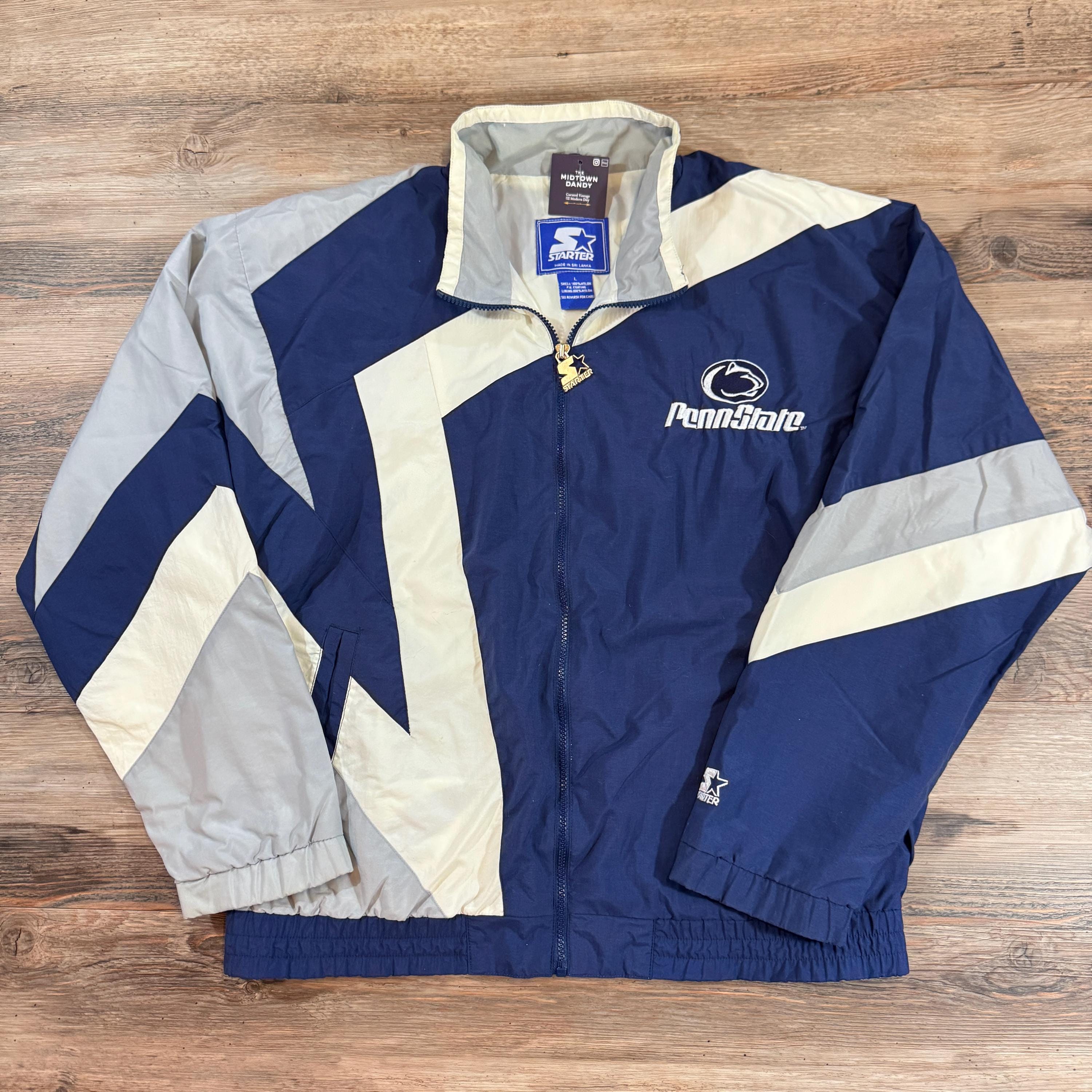 Vintage Starter Penn State Jacket Mens M Blue Lined Long