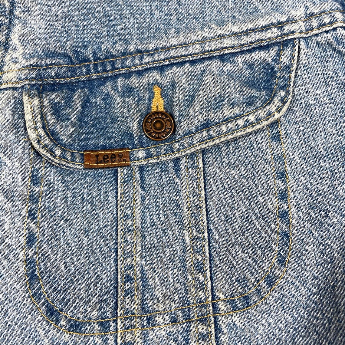 90s Vintage LEE BLANKED LINED Denim Jean Trucker Jacket Plaid | Etsy