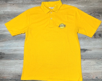 Vintage LA Lakers-poloshirt jaren 70: geborduurd logo, gemaakt in de VS