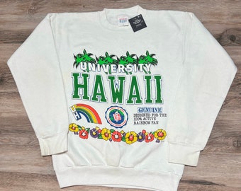 Rare 80s 90s Vintage UNIVERSITY of HAWAII RAINBOW Warriors Puffy Paint College Crewneck Pullover Sweatshirt Preppy Collegiate Aloha