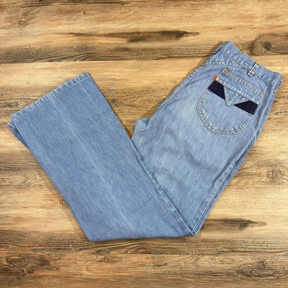 Vintage 1970'S Levi's 79647-9117 Orange Tab Denim Vest, Made in USA, Men's Size Medium unclear blue type Vintage Second Hand
