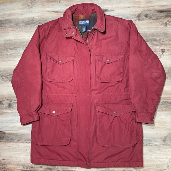 90s Vintage LANDS END PARKA Winter Coat Wool Flannel Lined Field Jacket Barn Chore Americana Preppy Ivy League Etsy