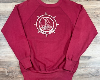Vintage Cape Cod-sweater jaren 60: in de VS gemaakte kastanjebruine raglan met ronde hals