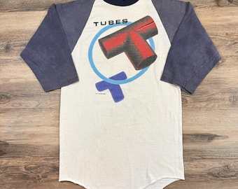 Zeldzame vintage uit 1981 The TUBES Tour ROCK BAND Concert 80s baseball raglan T-shirt met enkel stiksel