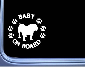 Baby on Board Bulldog L516 Sticker dog Window Decal