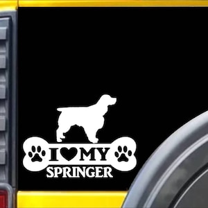 Springer Spaniel Bone L004 8 inch Sticker dog Window Decal
