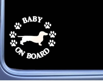 Baby on Board Dachshund Smooth L511 6" Sticker dog Window Decal