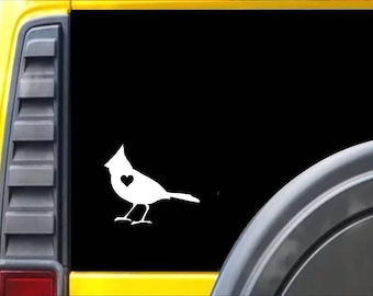 Cardinal Little Heart Window Decal Sticker *J560*