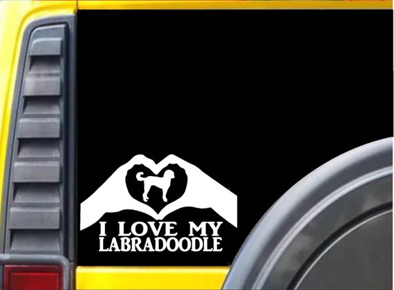 Goldendoodle Heart Hands K595 8 vinyl sticker dog Window Decal