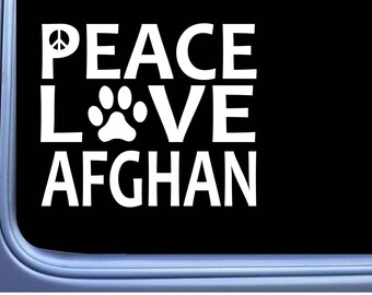 Afghan Hound Peace Love L646 Dog Sticker 6" Window Decal