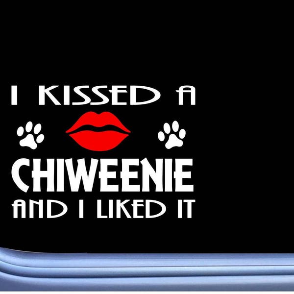 Chiweenie Kissed L936 8" chihuahua dachshund dog window decal sticker