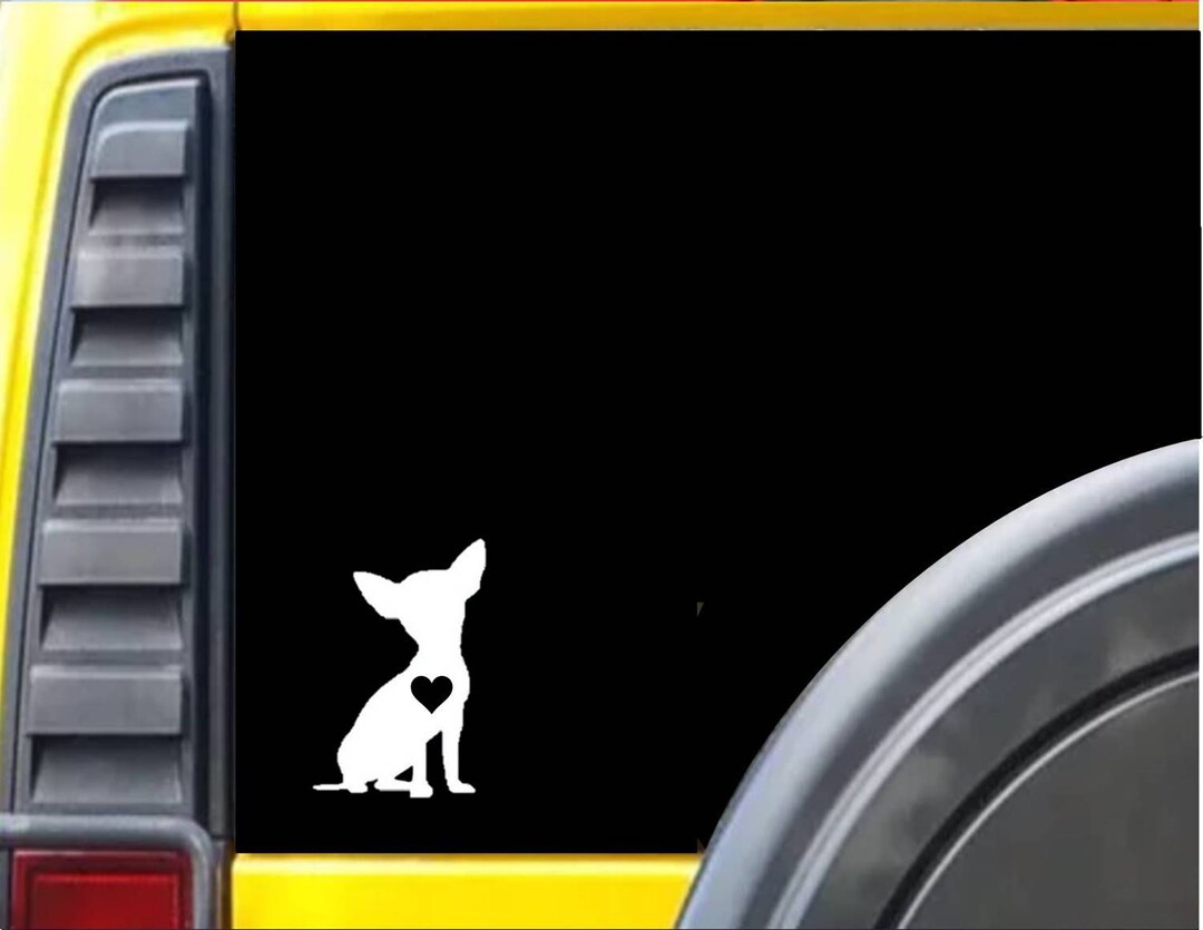 Vinilo Adhesivo Chihuahua Lifeline – Calcomanía De Perro, Pata Y Corazón, 4×4 Pulgadas, Blanco