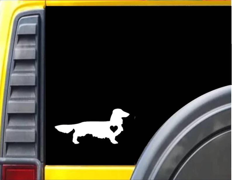 Longhaired Dachshund Little Heart Window Decal Sticker *J617*