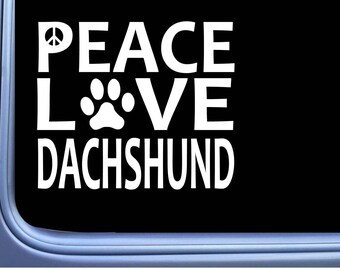 Dachshund Peace Love L616 Dog Sticker  Window Decal