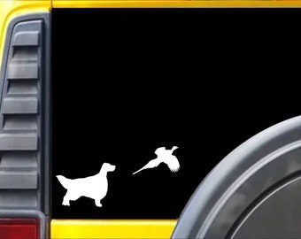 English Setter setting Pheasant TP 374 vinyl  Decal Sticker quail box bird