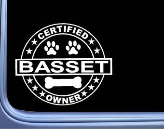 Certified Basset Hound L330 Dog Sticker 6" Window Decal