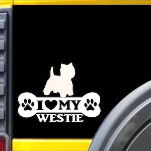 Westie Bone Sticker L081 8 inch west highland terrier dog Window Decal