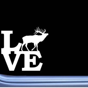 Elk Love L802 6 inch Sticker bugle call camo hunting bull Window Decal