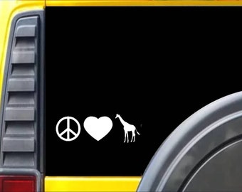 Peace Love Giraffe Window Decal Sticker *H048*