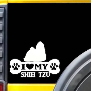 Shih Tzu Bone Sticker L014 8 inch miniature dog Window Decal