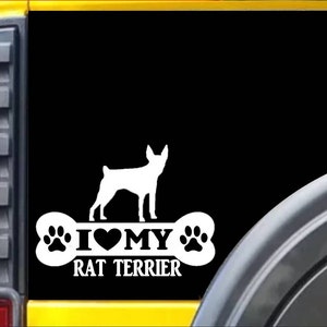 Rat Terrier Bone Sticker L058 8 inch dog Window Decal
