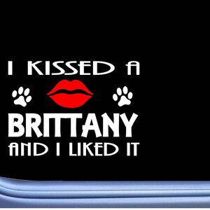 Brittany Spaniel kissed L867  dog window decal sticker