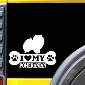 Pomeranian Bone Sticker L062  dog Window Decal