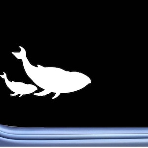 Whale Family L820 8 inch Sticker marine life humpback moby Window Decal