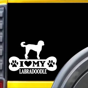 Labradoodle Bone L085  vinyl sticker dog Window Decal