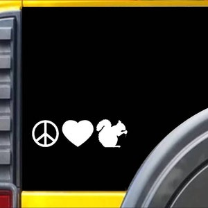 Squirrel Peace Love Window Decal Sticker *H133*