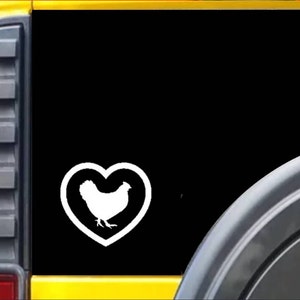Heart Chicken Window Decal Sticker *F343*