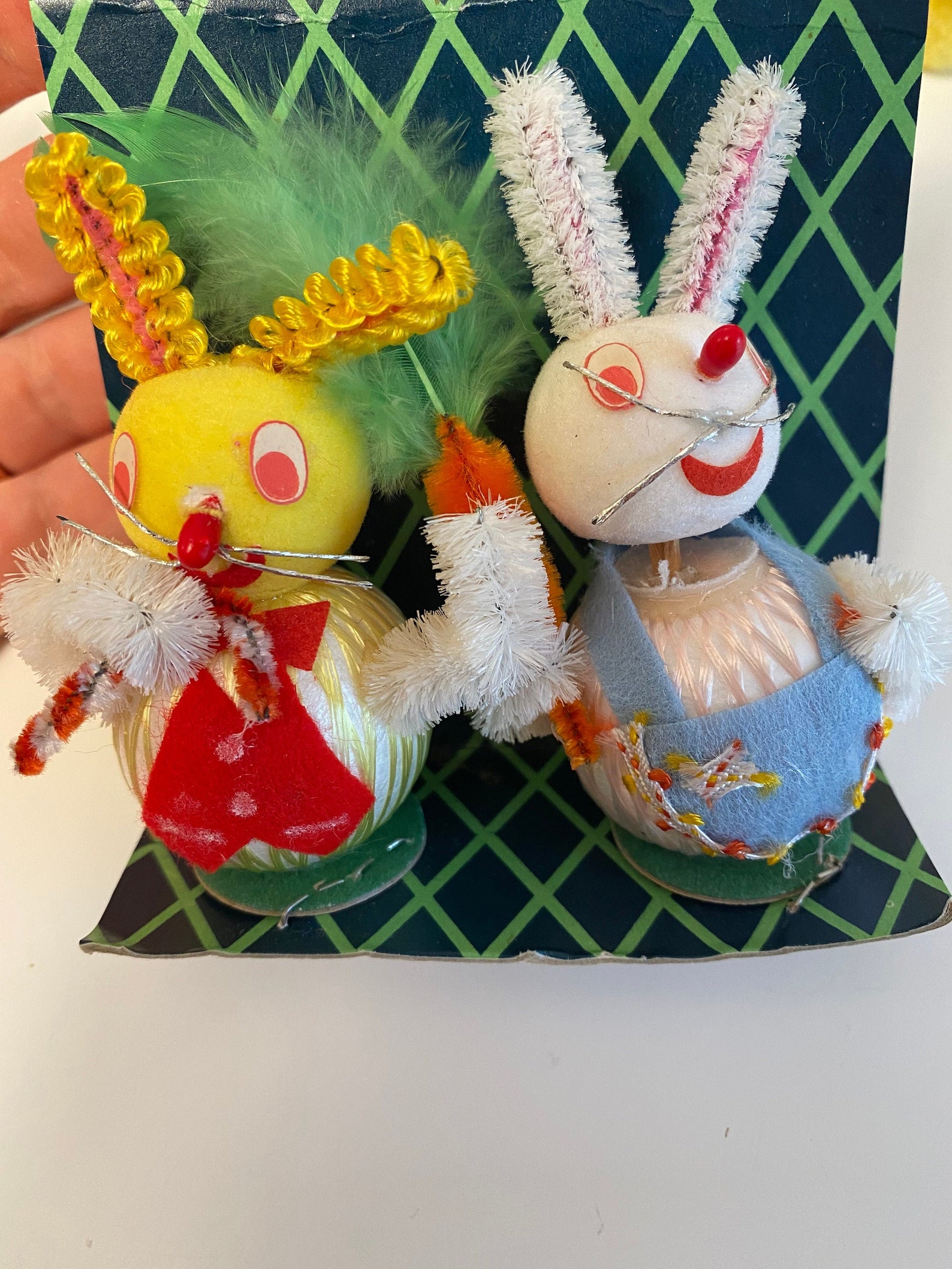 Vintage Pipe Cleaner Easter Bunny Figurines on Original Etsy