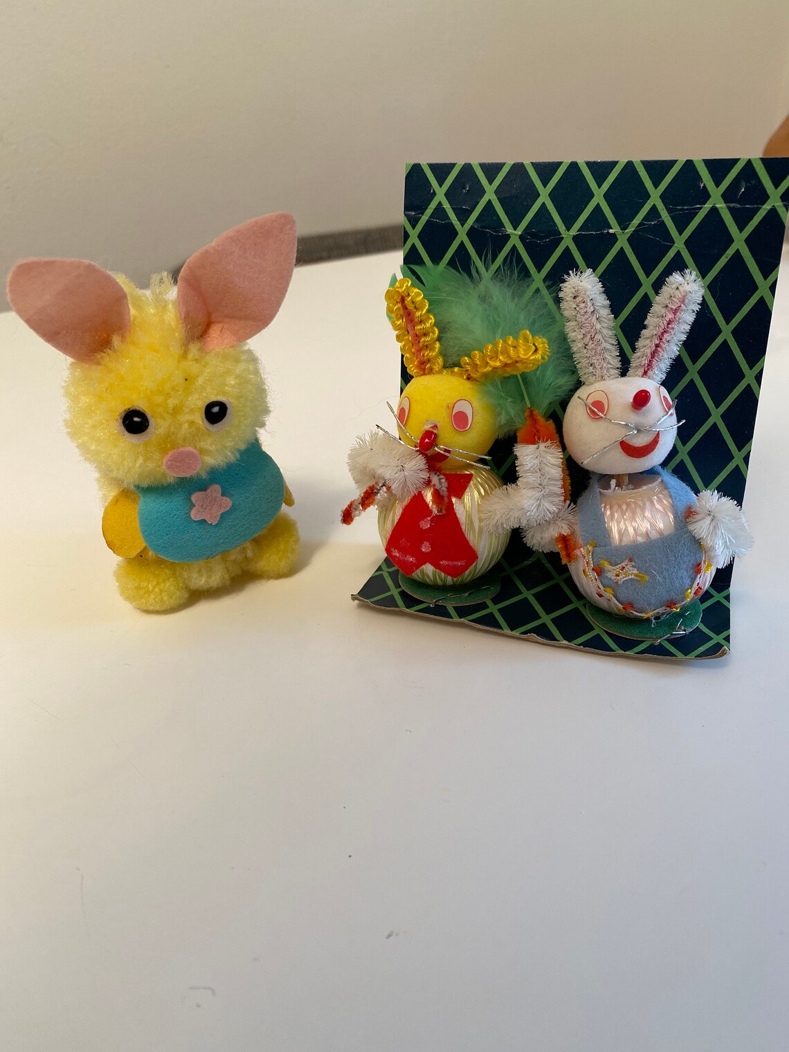 Vintage Pipe Cleaner Easter Bunny Figurines on Original Etsy