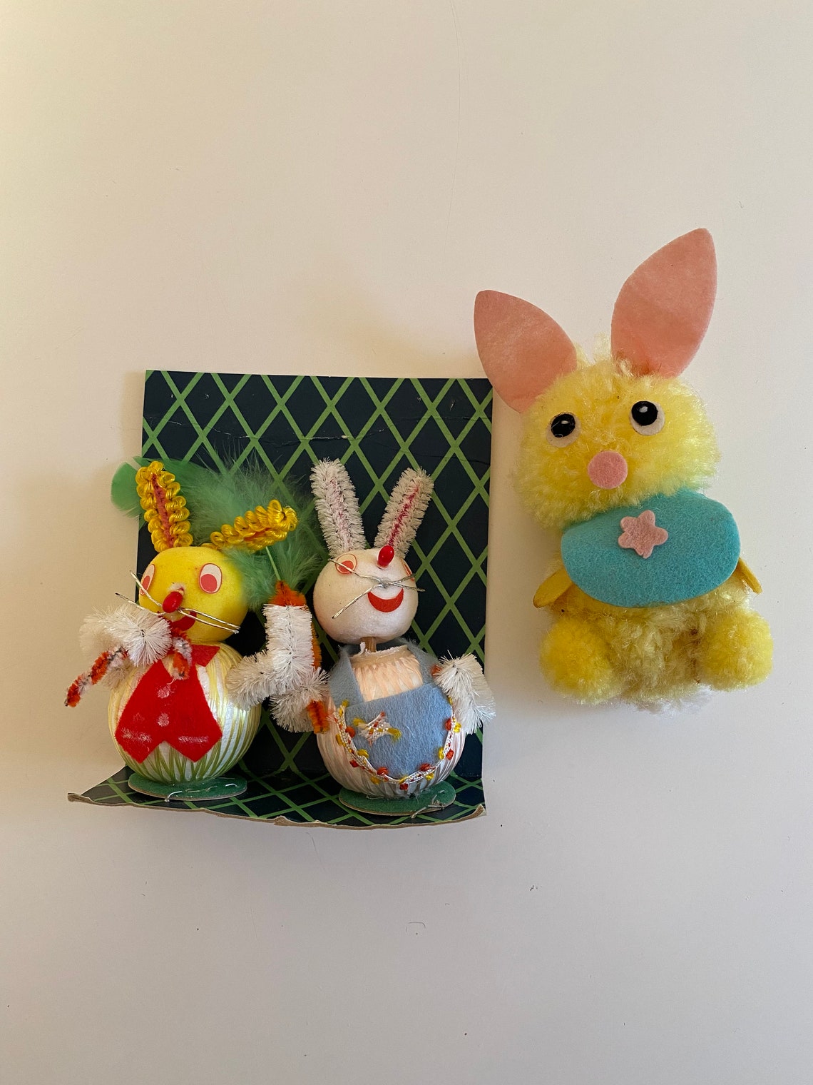 Vintage Pipe Cleaner Easter Bunny Figurines on Original Etsy