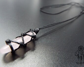 Adjustable Rose Quartz Necklace/Raw Pink Quartz Pendant/Boho Statement/Bohemian/Hippie/Tribal/Gemstone/Crystal Healing/Gift for her/Nature