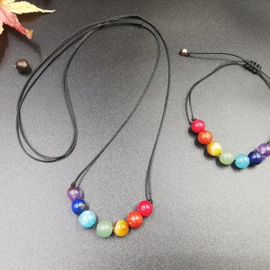 Chakra bracelet necklace set, dainty choker, natural gemstones to balance the 7 chakras, brings harmony, peace and love, gift ideea for her