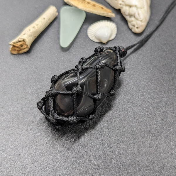 Black Onyx Necklace Adjustable crystal Boho Fashion Gift idea for her Unisex handmade semiprecios stone gemstone pendant purified chakra raw