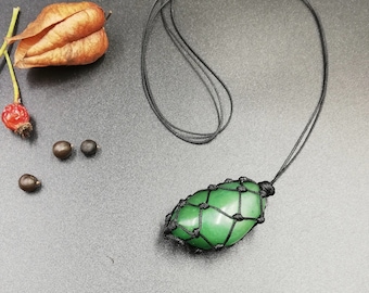 Collier Aventurine, Collier en Cristal De Guérison pour hommes, pour Femmes, Cadeau pour Lui, pour Elle, Pendentif Long, Vert, Pierre précieuse naturelle, fait à la main