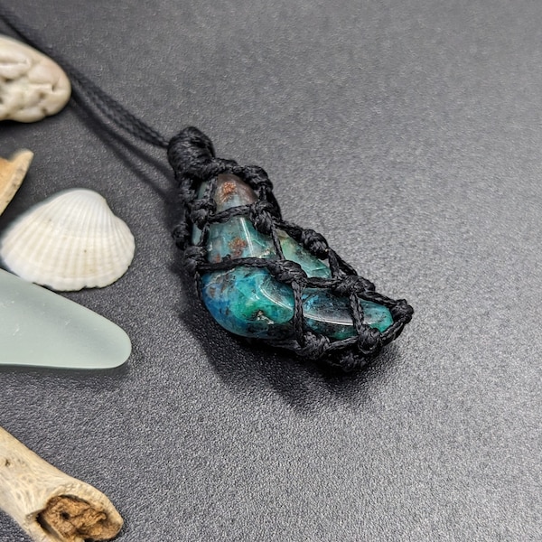 Collier Quantum Quattro, pendentif chrysocolle de silice, Shattuckite, pierre précieuse bleue naturelle brute, Reiki, cadeau bohème de guérison des cristaux de chakra pour elle