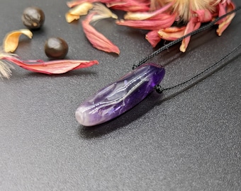 Amethyst Chevron Necklace/February Birthstone/Pendant/Purple/Gemstone/Boho/Bohemian/Hippie/Healing Crystal/Gift for Her/Nature/Reiki/Chakra