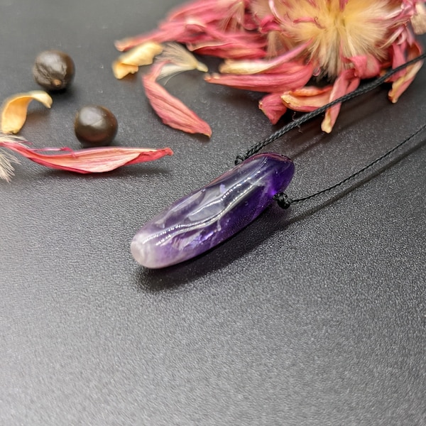 Collier Améthyste Chevron/Pierre de naissance de février/Pendentif/Violet/Pierre précieuse/Boho/Boho/Hippie/Cristal de guérison/Cadeau pour elle/Nature/Reiki/Chakra