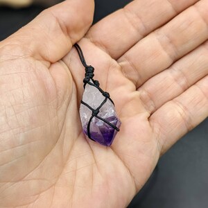 Amethyst necklace/February birthstone/Purple gemstone/raw crystal/Adjustable long pendant/healing chakra crystal therapy/Gift for her image 6