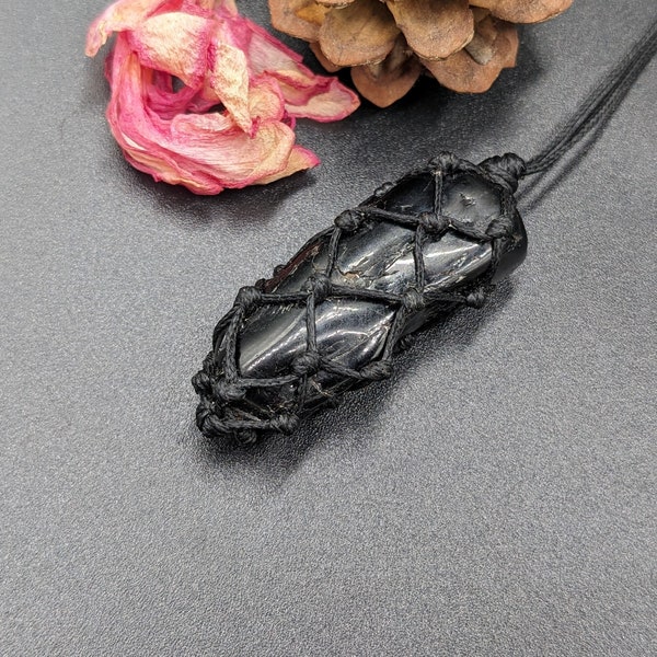 Black tourmaline necklace for men, raw crystal necklace, EMF protection, healing reiki energy, natural tumbled gemstone, gift for him