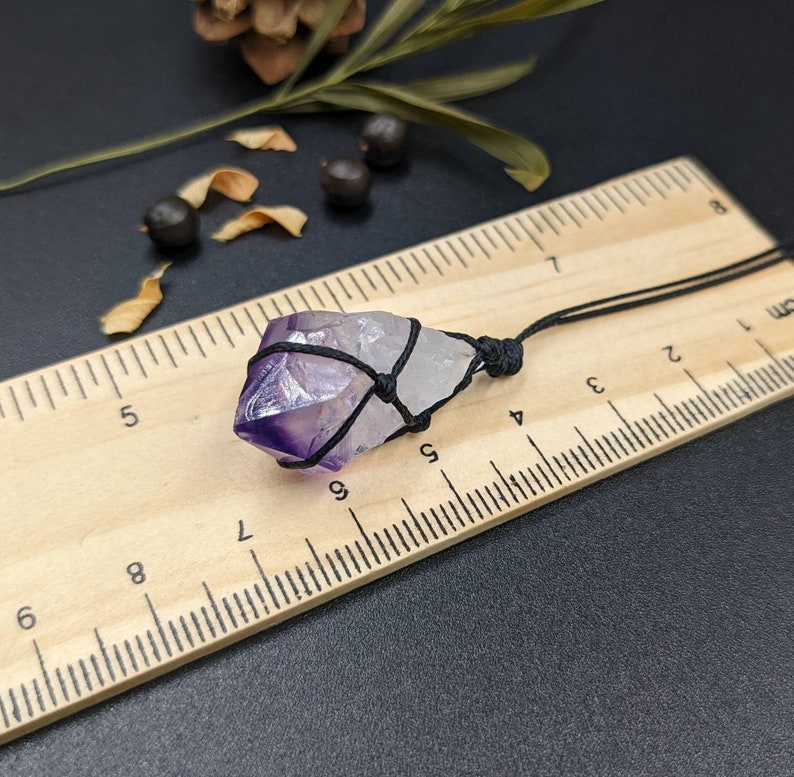 Amethyst necklace/February birthstone/Purple gemstone/raw crystal/Adjustable long pendant/healing chakra crystal therapy/Gift for her image 3