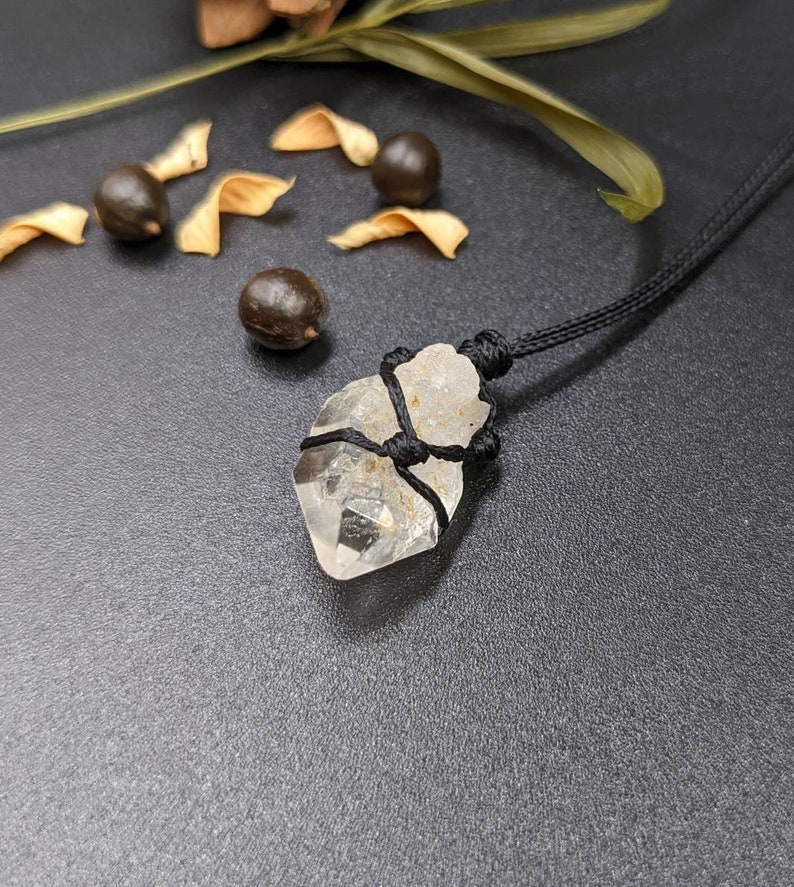 Herkimer Diamond Necklace, Herkimer Diamond Pendant, Raw Crystal Necklace, Herkimer Jewelry, Amplifier Gemstone, Healing Stone image 2