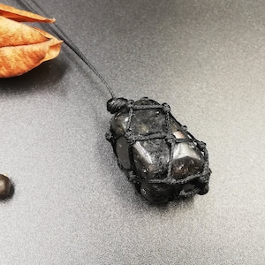 Nuummite Necklace for men, and women, Nuumite Crystal Pendant, Black Stone, Magic & Protection gemstone, No metal, Gift idea for him, her