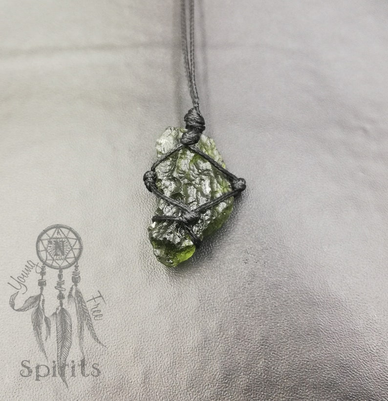 Moldavite Necklace Real Raw Moldavite Pendant, Healing Crystal for Love Heart Chakra, Spiritual Growth Natural gift for her and him image 4