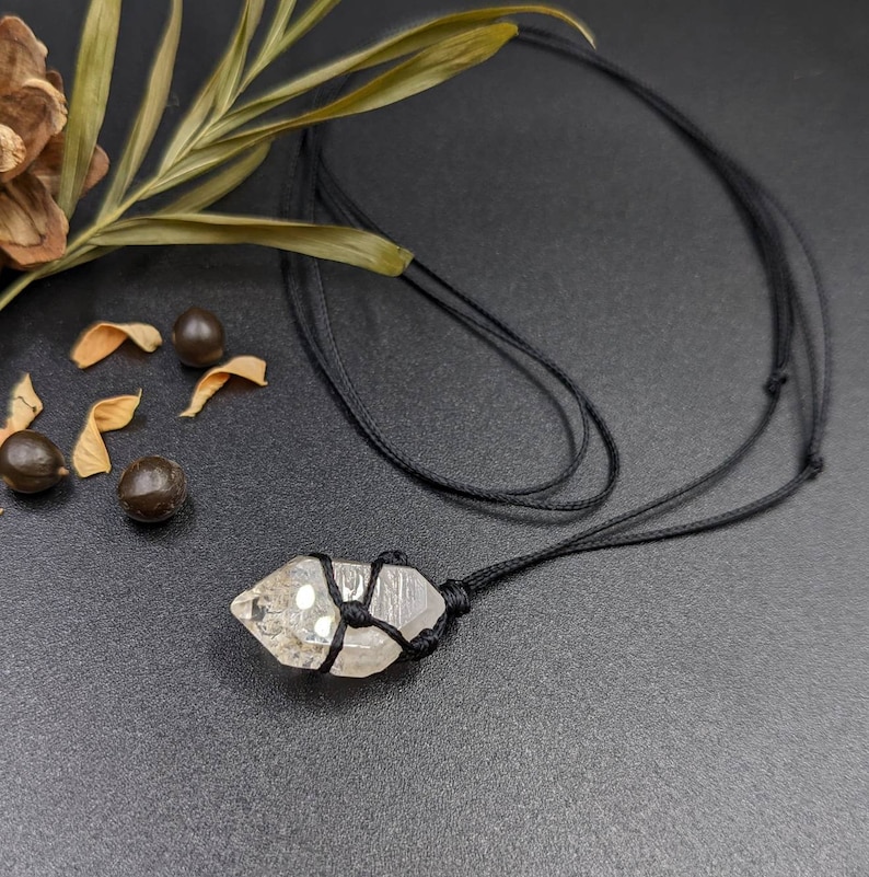 Herkimer Diamond Necklace, Herkimer Diamond Pendant, Raw Crystal Necklace, Herkimer Jewelry, Amplifier Gemstone, Healing Stone image 3