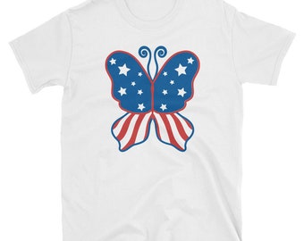 Patriotic Butterfly T-Shirt - Red White and Blue Butterfly TShirt